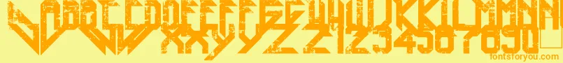Heavy Metal Blight-Schriftart – Orangefarbene Schriften auf gelbem Hintergrund