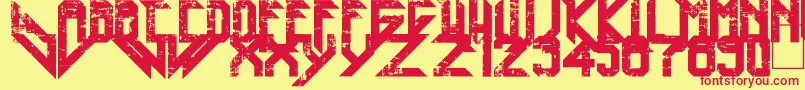 Шрифт Heavy Metal Blight – красные шрифты на жёлтом фоне