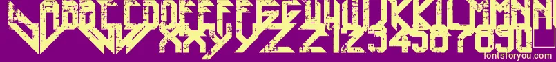 フォントHeavy Metal Blight – 紫の背景に黄色のフォント