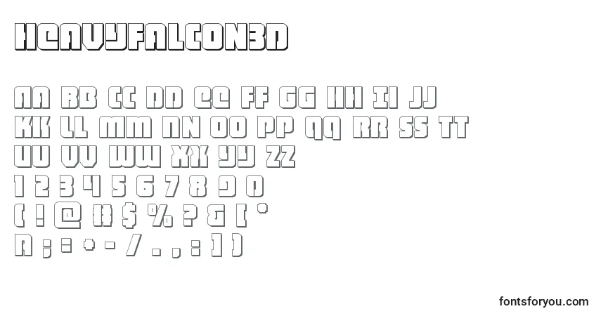 Schriftart Heavyfalcon3d – Alphabet, Zahlen, spezielle Symbole