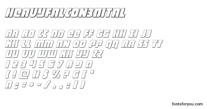 Schriftart Heavyfalcon3dital – Alphabet, Zahlen, spezielle Symbole