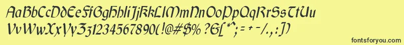 Шрифт GaeliccondensedItalic – чёрные шрифты на жёлтом фоне