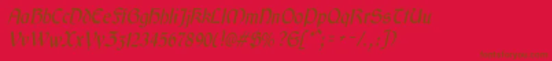 Fonte GaeliccondensedItalic – fontes marrons em um fundo vermelho