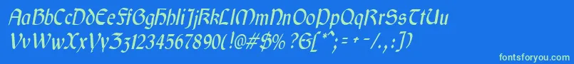 Шрифт GaeliccondensedItalic – зелёные шрифты на синем фоне