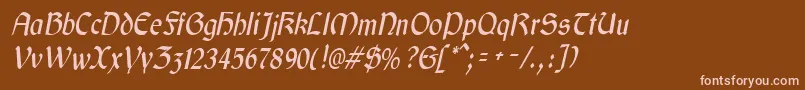 GaeliccondensedItalic Font – Pink Fonts on Brown Background
