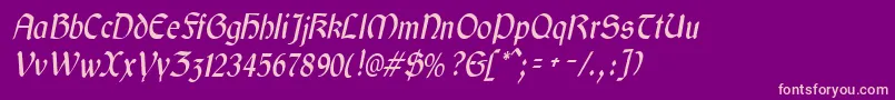 GaeliccondensedItalic Font – Pink Fonts on Purple Background
