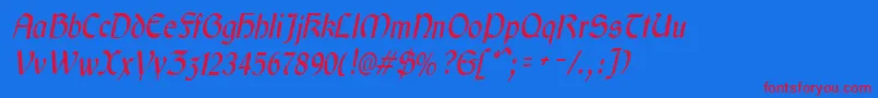 Czcionka GaeliccondensedItalic – czerwone czcionki na niebieskim tle