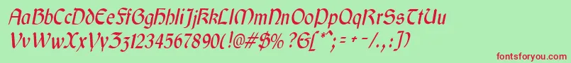 GaeliccondensedItalic Font – Red Fonts on Green Background