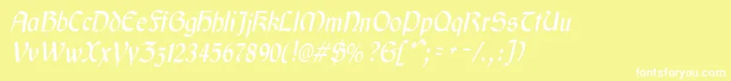 フォントGaeliccondensedItalic – 黄色い背景に白い文字