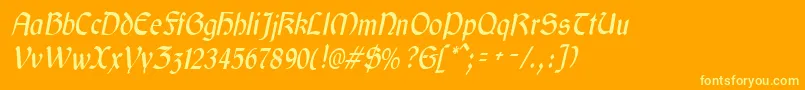 GaeliccondensedItalic Font – Yellow Fonts on Orange Background