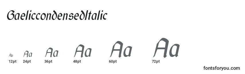 Размеры шрифта GaeliccondensedItalic
