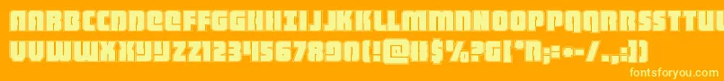 heavyfalconacad-Schriftart – Gelbe Schriften auf orangefarbenem Hintergrund