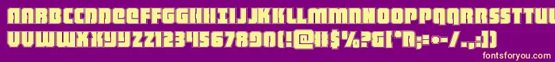 Fonte heavyfalconacad – fontes amarelas em um fundo roxo
