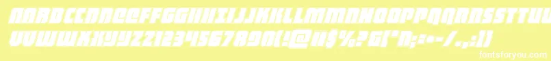 heavyfalconacadital-Schriftart – Weiße Schriften auf gelbem Hintergrund