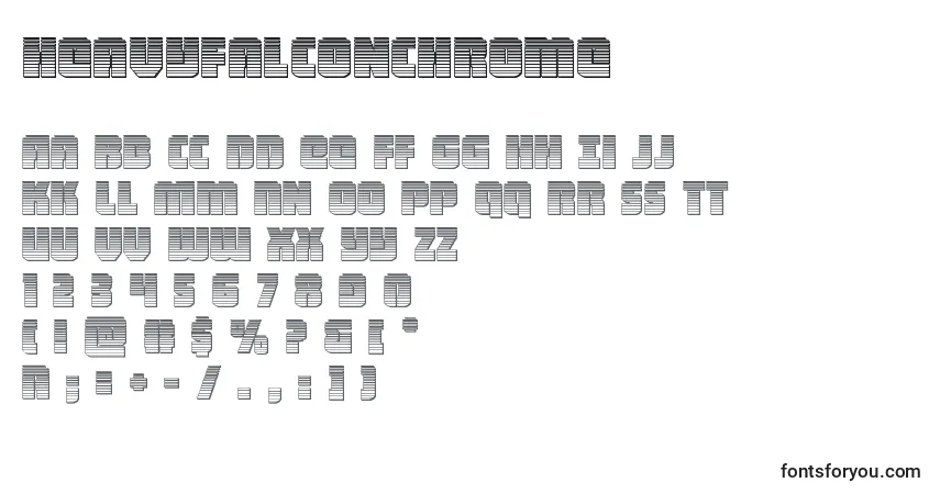 Schriftart Heavyfalconchrome – Alphabet, Zahlen, spezielle Symbole