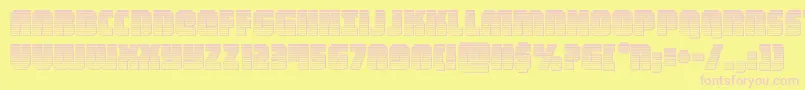 フォントheavyfalconchrome – ピンクのフォント、黄色の背景