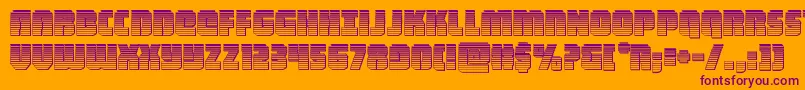 heavyfalconchrome-Schriftart – Violette Schriften auf orangefarbenem Hintergrund