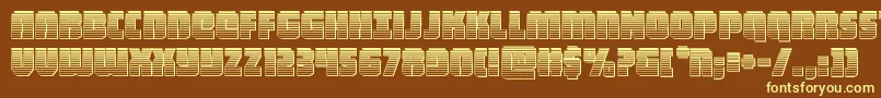 heavyfalconchrome-fontti – keltaiset fontit ruskealla taustalla