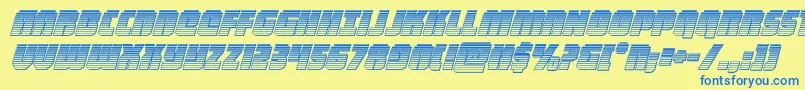 heavyfalconchromeital Font – Blue Fonts on Yellow Background