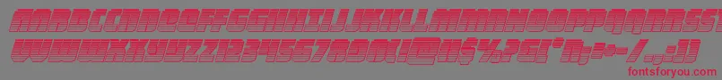 フォントheavyfalconchromeital – 赤い文字の灰色の背景