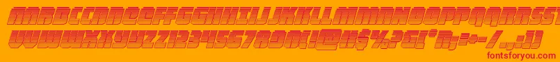 heavyfalconchromeital-Schriftart – Rote Schriften auf orangefarbenem Hintergrund