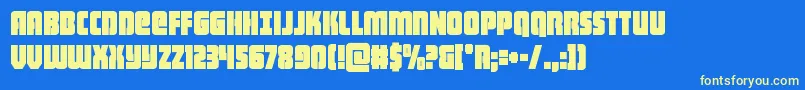 heavyfalconcond-Schriftart – Gelbe Schriften auf blauem Hintergrund