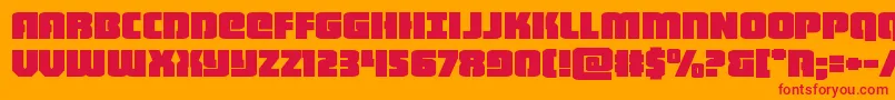 heavyfalconexpand-Schriftart – Rote Schriften auf orangefarbenem Hintergrund