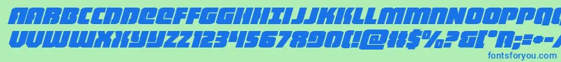 フォントheavyfalconexpandital – 青い文字は緑の背景です。