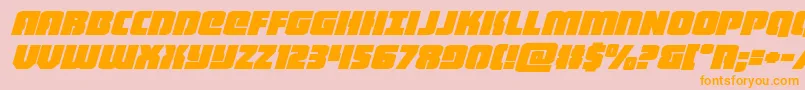 フォントheavyfalconexpandital – オレンジの文字がピンクの背景にあります。
