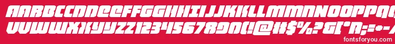 Fonte heavyfalconexpandital – fontes brancas em um fundo vermelho
