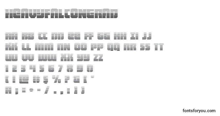 Schriftart Heavyfalcongrad – Alphabet, Zahlen, spezielle Symbole