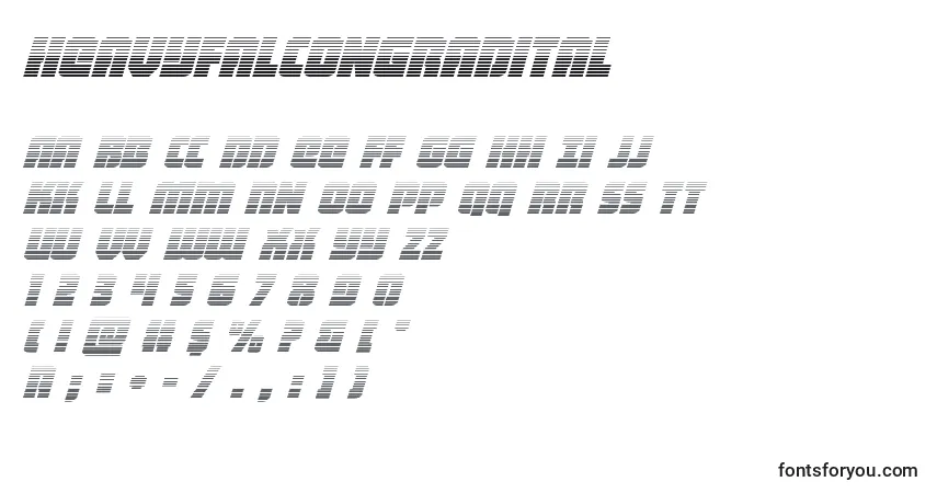 Czcionka Heavyfalcongradital – alfabet, cyfry, specjalne znaki