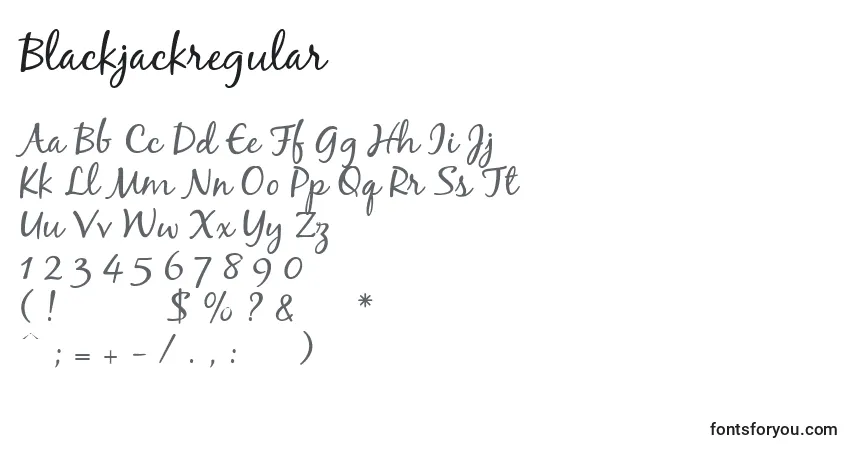 Blackjackregular-fontti – aakkoset, numerot, erikoismerkit