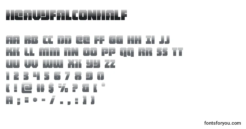 Шрифт Heavyfalconhalf – алфавит, цифры, специальные символы