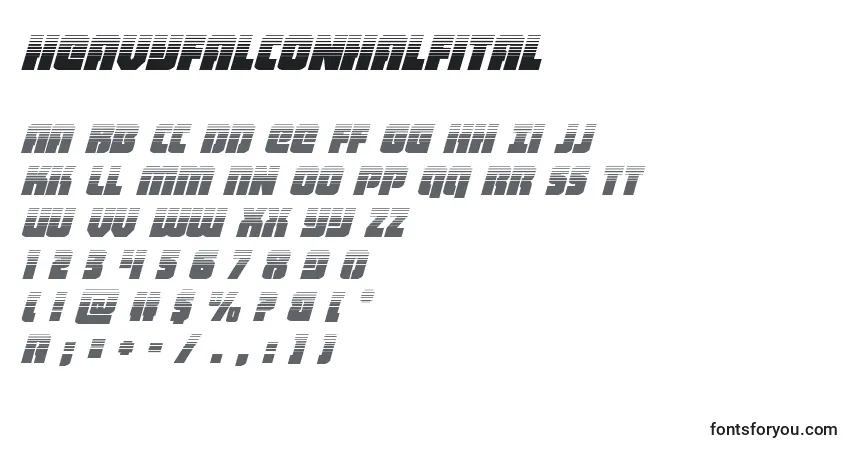 Schriftart Heavyfalconhalfital – Alphabet, Zahlen, spezielle Symbole