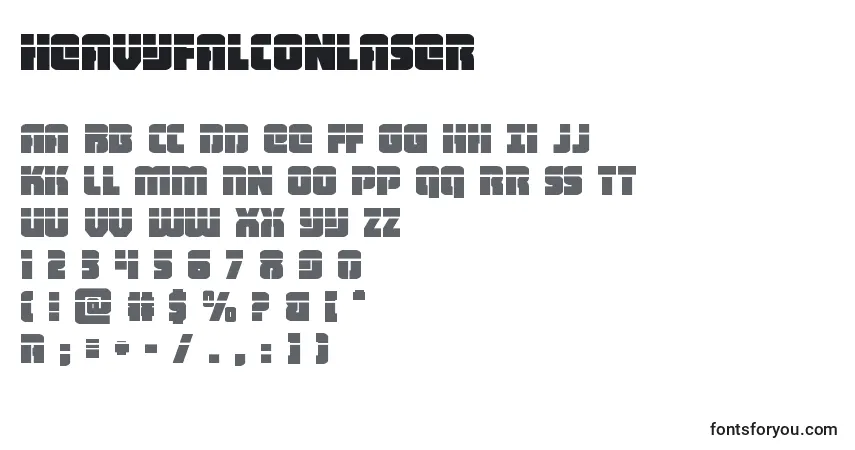 Czcionka Heavyfalconlaser – alfabet, cyfry, specjalne znaki