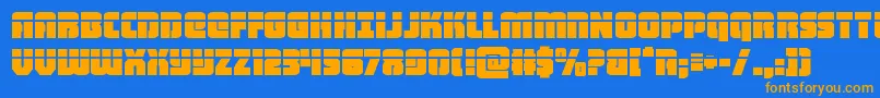 heavyfalconlaser-Schriftart – Orangefarbene Schriften auf blauem Hintergrund