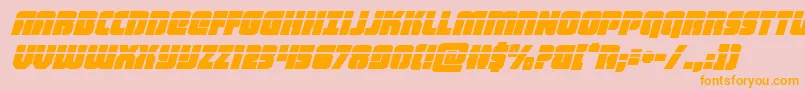 フォントheavyfalconlaseritalic – オレンジの文字がピンクの背景にあります。