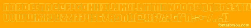 heavyfalconout-Schriftart – Gelbe Schriften auf orangefarbenem Hintergrund