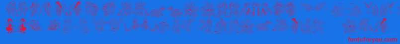 Fabulous-Schriftart – Rote Schriften auf blauem Hintergrund