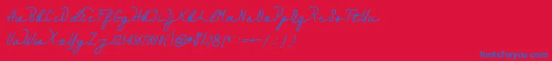 Hebrida-Schriftart – Blaue Schriften auf rotem Hintergrund