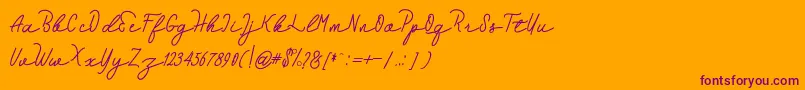 Hebrida-Schriftart – Violette Schriften auf orangefarbenem Hintergrund