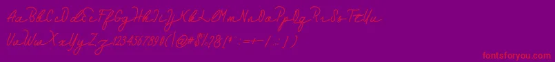 フォントHebrida – 紫の背景に赤い文字