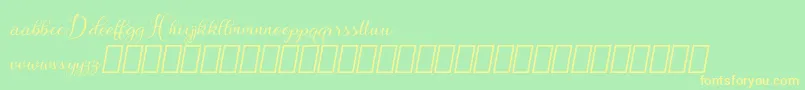 Hebydia Demo-Schriftart – Gelbe Schriften auf grünem Hintergrund