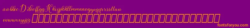 Saiba mais sobre a fonte Hebydia Demo Fonte Hebydia Demo – fontes laranjas em um fundo violeta
