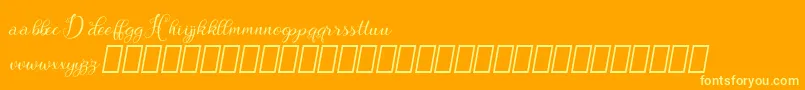 Hebydia Demo-Schriftart – Gelbe Schriften auf orangefarbenem Hintergrund