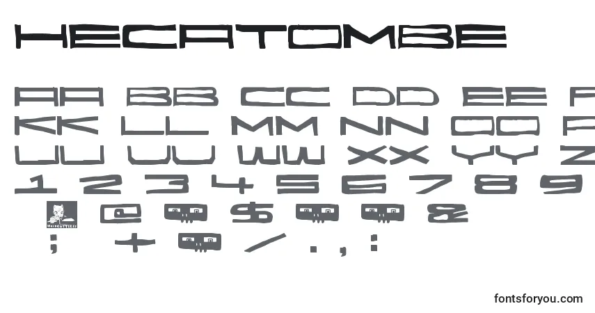 A fonte Hecatombe – alfabeto, números, caracteres especiais