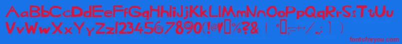 Heffaklump Font – Red Fonts on Blue Background