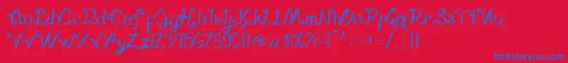Hegorustow Font – Blue Fonts on Red Background