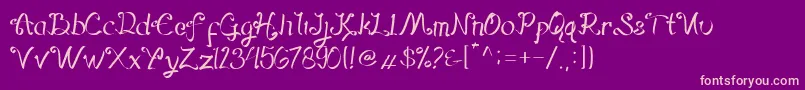 Hegorustow-Schriftart – Rosa Schriften auf violettem Hintergrund